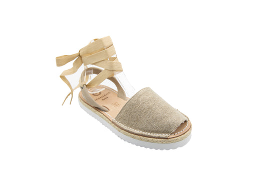 Linen Lace Up Avarca Platform OUTLET