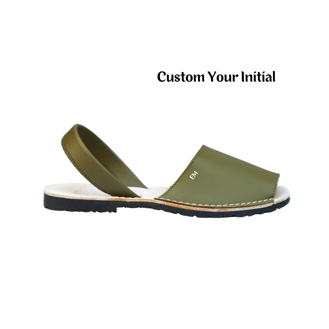 Custom Initials On Numas Avarcas Olive