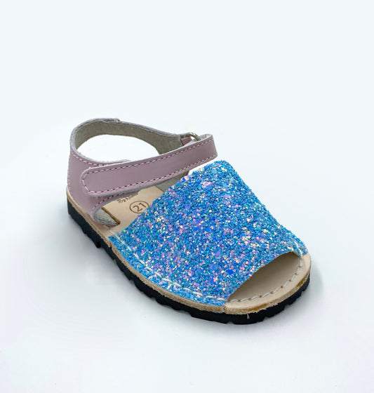 Glitter Blue And Pink Baby Velcro Strap Kids