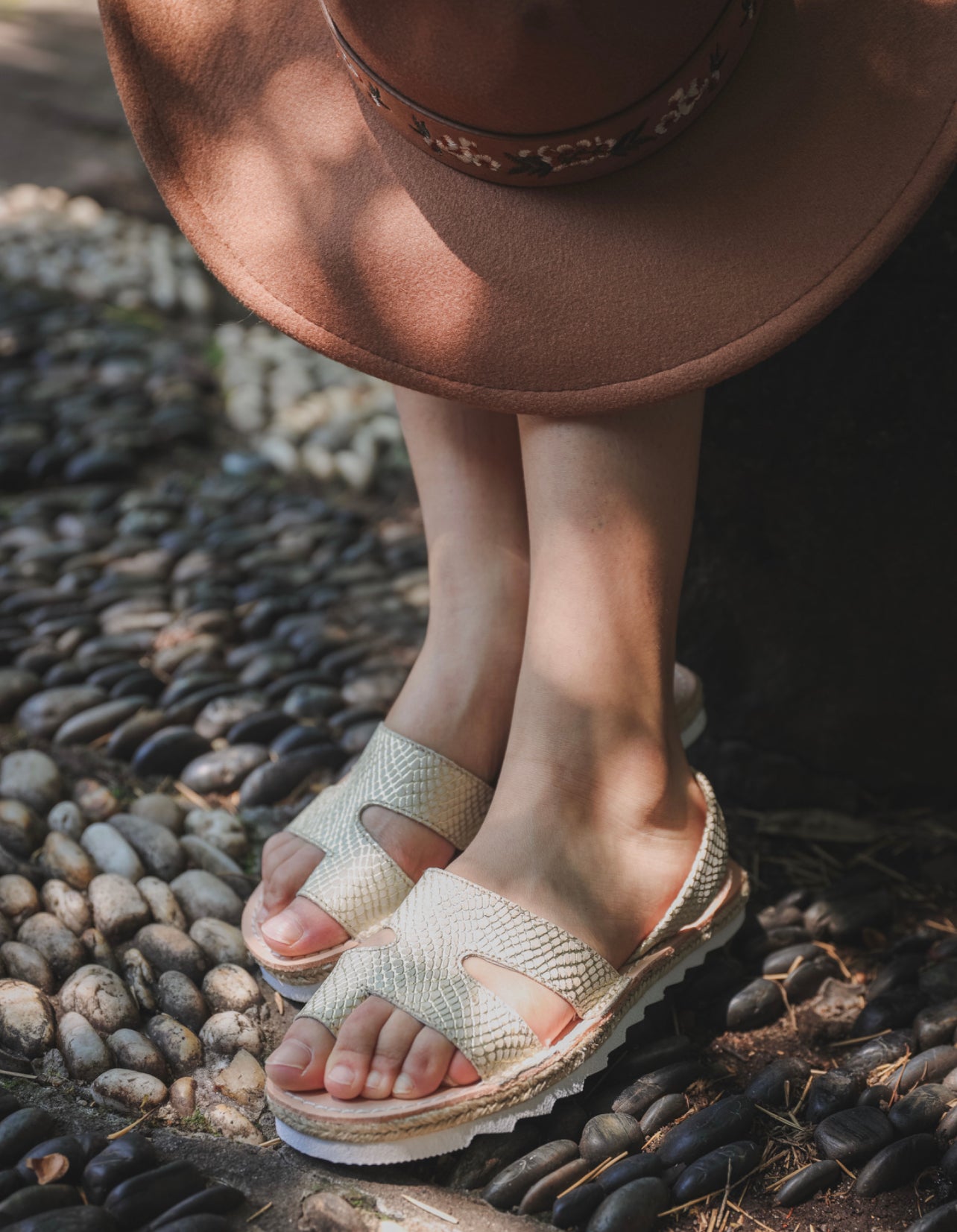 Beige Toe Out Platform Narrow