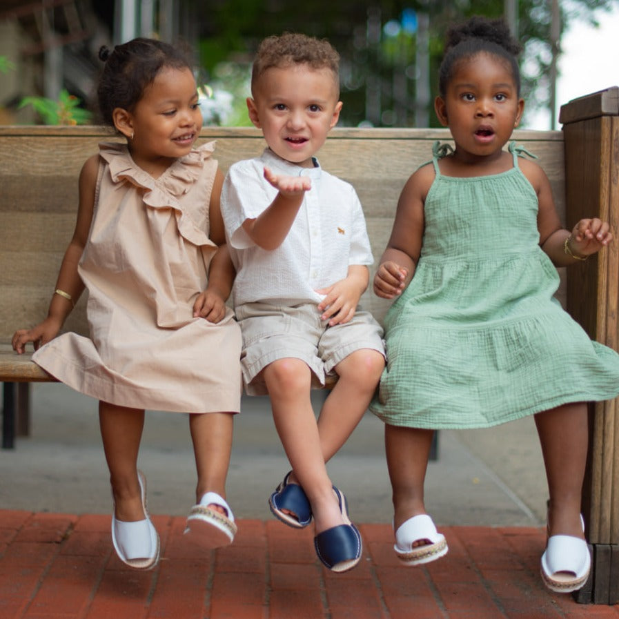 White Girl Leather Platform Kids